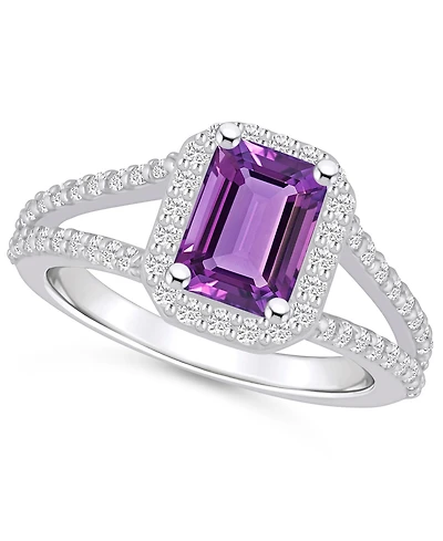 Macy's Amethyst (1-5/8 ct. t.w.) and Diamond (1/2 Halo Ring 14K Gold