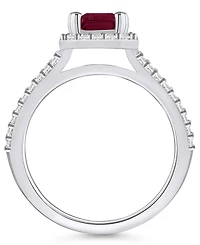 Macy's Garnet (2 ct. t.w.) and Diamond (1/2 Halo Ring 14K White Gold