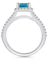 Macy's Blue Topaz (2 ct. t.w.) and Diamond (1/2 Halo Ring 14K White Gold