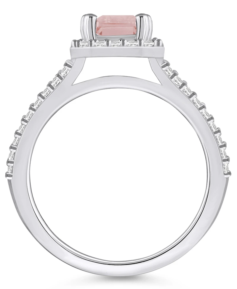 Macy's Morganite (1-3/8 ct. t.w.) and Diamond (1/2 Halo Ring 14K White Gold