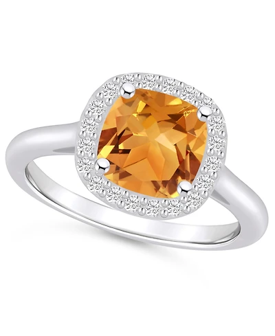 Macy's Citrine (2 ct. t.w.) and Diamond (1/4 Halo Ring 14K Gold
