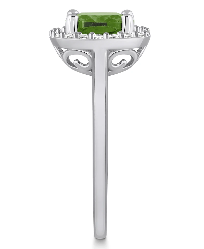 Macy's Peridot (2-3/8 ct. t.w.) and Diamond (1/4 Halo Ring 14K White Gold