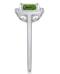 Macy's Peridot (2-3/8 ct. t.w.) and Diamond (1/4 Halo Ring 14K White Gold