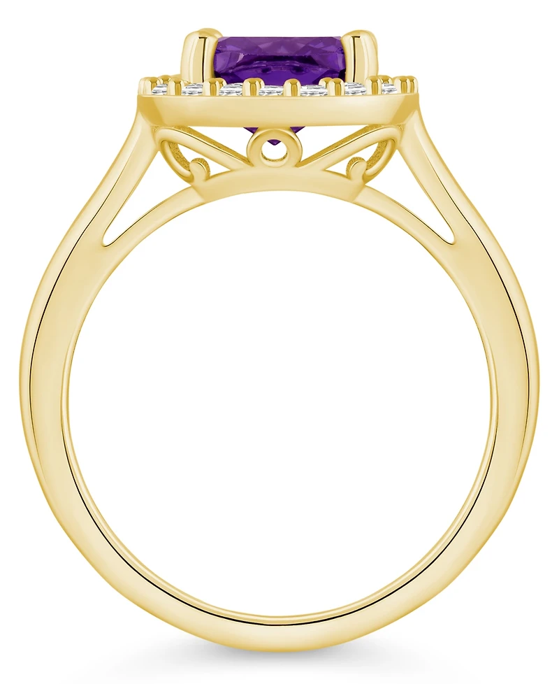 Macy's Amethyst (2 ct. t.w.) and Diamond (1/4 Halo Ring 14K Yellow Gold