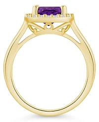 Macy's Amethyst (2 ct. t.w.) and Diamond (1/4 Halo Ring 14K Yellow Gold