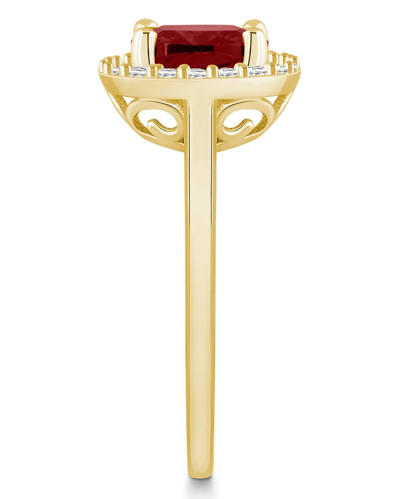 Macy's Garnet (2-3/4 ct. t.w.) and Diamond (1/4 Halo Ring 14K Yellow Gold