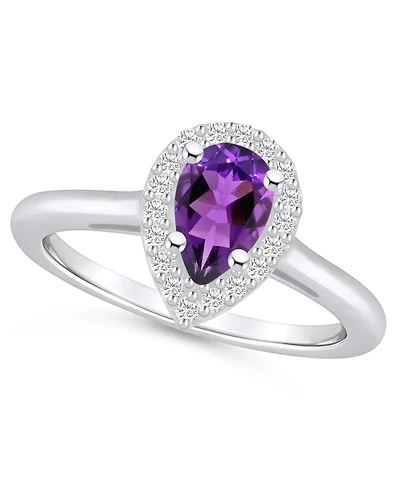 Macy's Amethyst (7/8 ct. t.w.) and Diamond (1/5 Halo Ring 14K White Gold