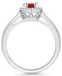 Macy's Garnet (1-1/10 ct. t.w.) and Diamond (1/5 Halo Ring 14K White Gold