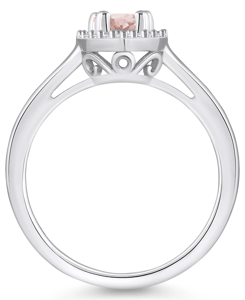 Macy's Morganite (3/4 ct. t.w.) and Diamond (1/5 Halo Ring 14K White Gold
