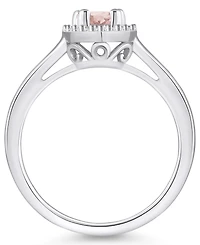 Macy's Morganite (3/4 ct. t.w.) and Diamond (1/5 Halo Ring 14K White Gold