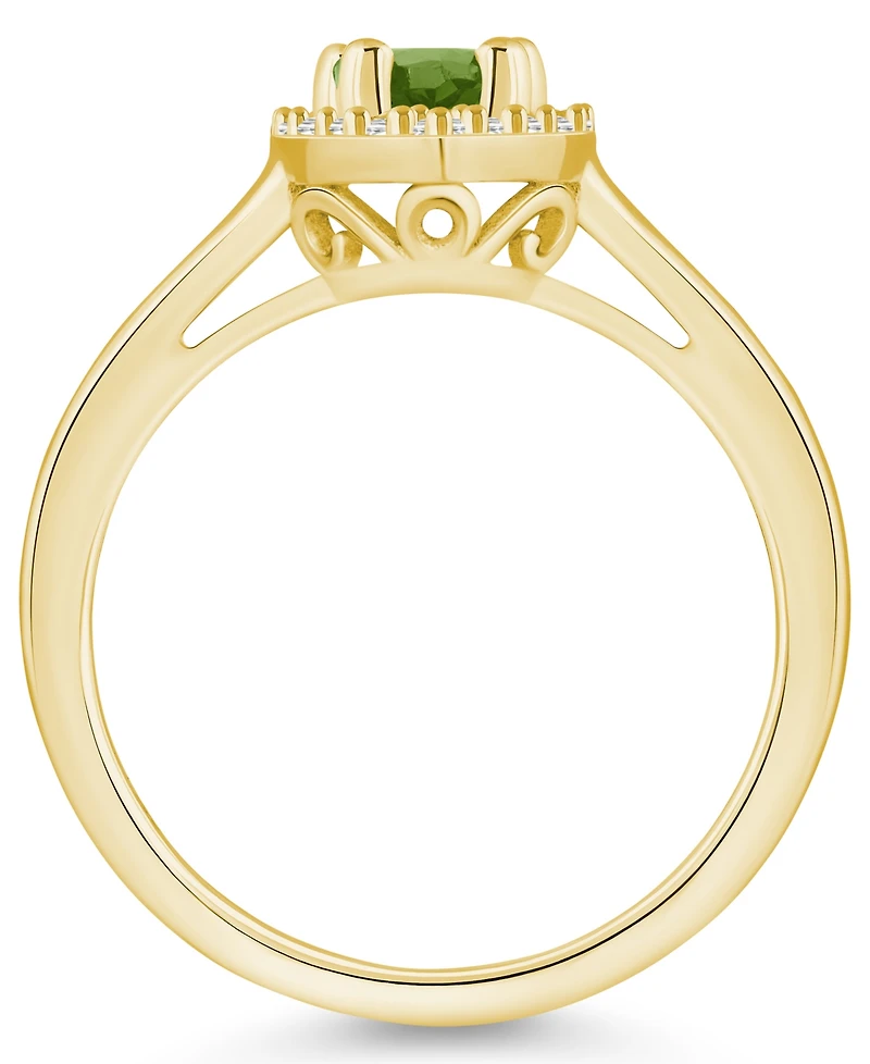 Macy's Peridot (1 ct. t.w.) and Diamond (1/5 Halo Ring 14K Yellow Gold