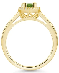 Macy's Peridot (1 ct. t.w.) and Diamond (1/5 Halo Ring 14K Yellow Gold