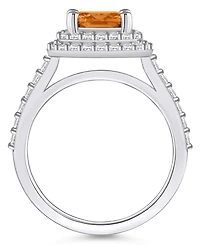 Macy's Citrine and Diamond Accent Halo Ring 14K White Gold