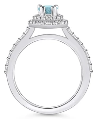 Macy's Aquamarine and Diamond Accent Halo Ring 14K White Gold