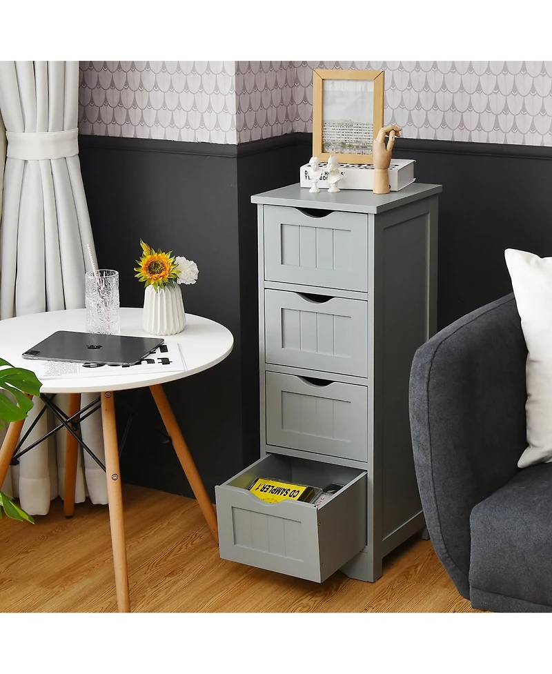 Floor Storage Cabinet Bathroom Organizer Free Standing Drawers