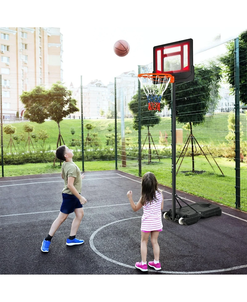 Kids Basketball Hoop Portable Backboard System with Adjustable Height Ball Storage
