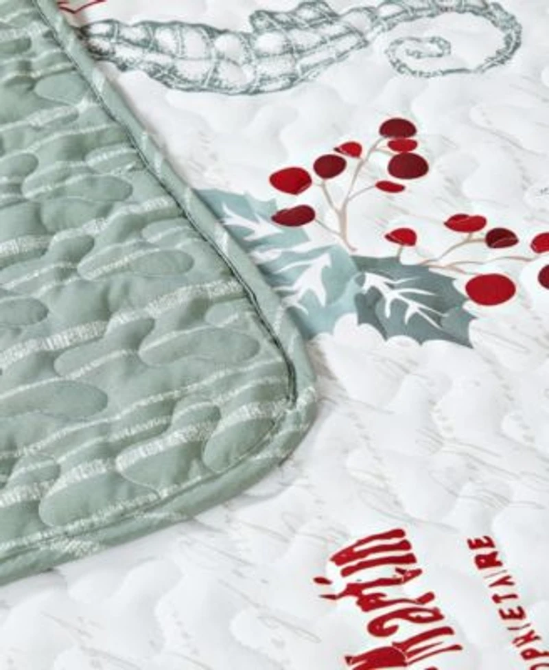 Videri Home Holiday Writing Reversible 3 Piece Quilt Sets