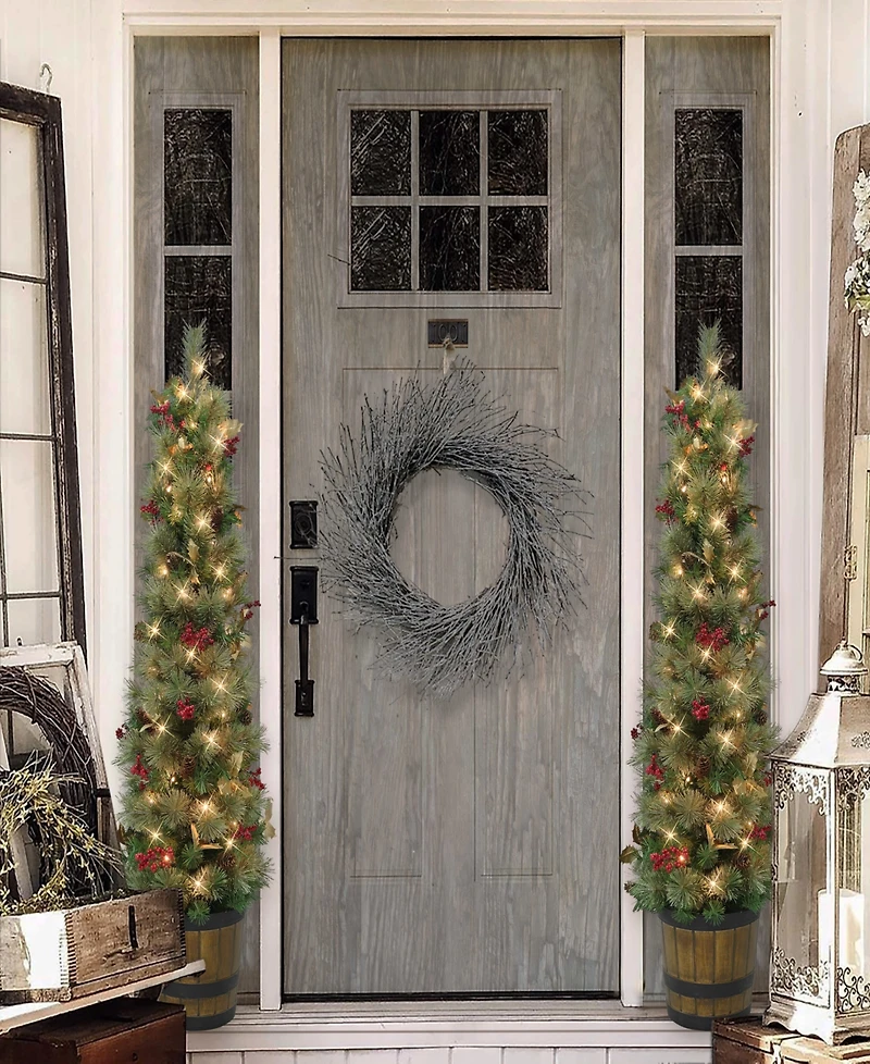 Puleo 5' Pre-Lit Potted Glitter Artificial Tree