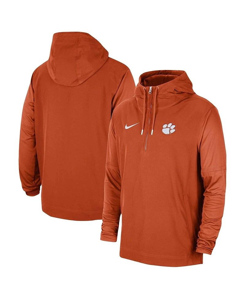 Men's Nike Orange Clemson Tigers 2023 Coach Half-Zip Hooded Jacket