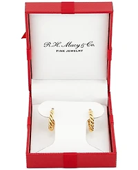 Italian Gold Twist-Style Tube Small Hoop Earrings 10k Gold, 3/4"