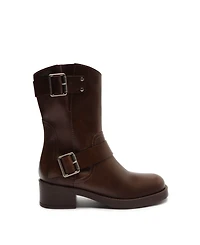 Arezzo Women's Lucy Mid-Shaft Leather Moto Boots