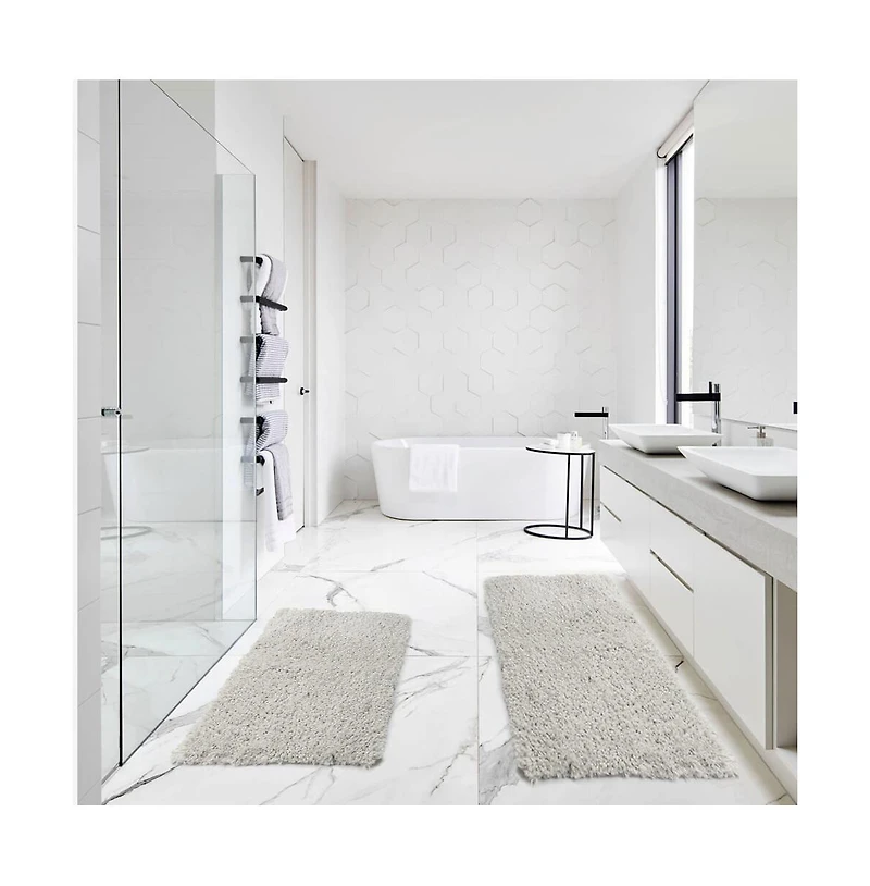 2 Piece Ultra Soft Non Slip Shaggy Bath Rug - Small & Medium