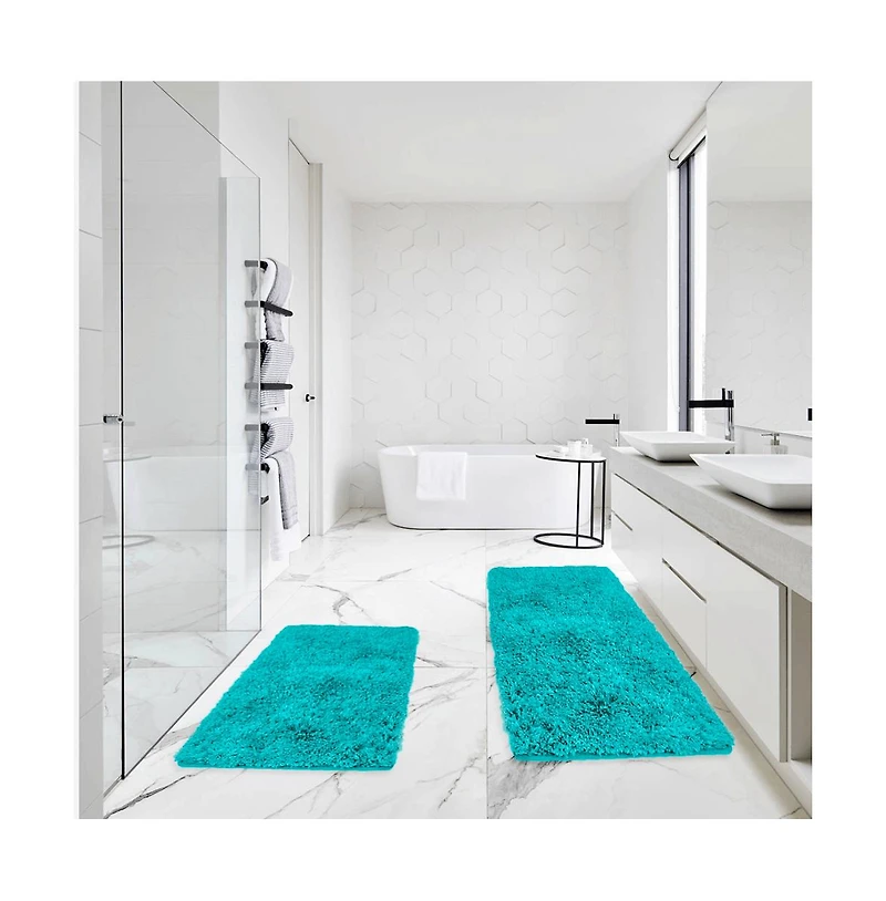 2 Piece Ultra Soft Non Slip Shaggy Bath Rug - Small & Medium