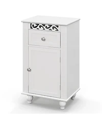 Bathroom Floor Cabinet Side Storage Organizer with 1 Drawer & Adjustable Shelf