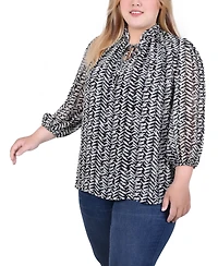 Ny Collection Plus 3/4 Sleeve Chiffon Blouse
