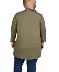 Ny Collection Plus Size 3/4 Sleeve Two Pocket Cardigan Sweater