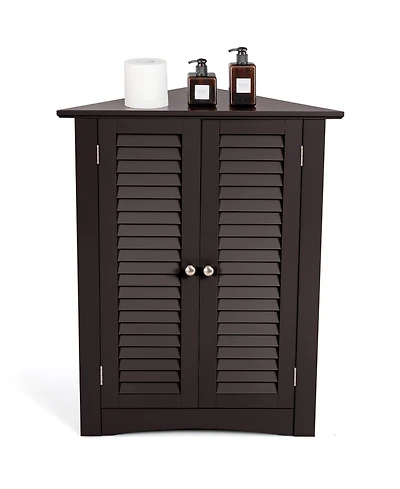 Storage Cabinet Freestanding Floor Cabinet Bathroom w/ Shutter Door