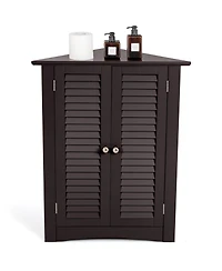 Storage Cabinet Freestanding Floor Cabinet Bathroom w/ Shutter Door