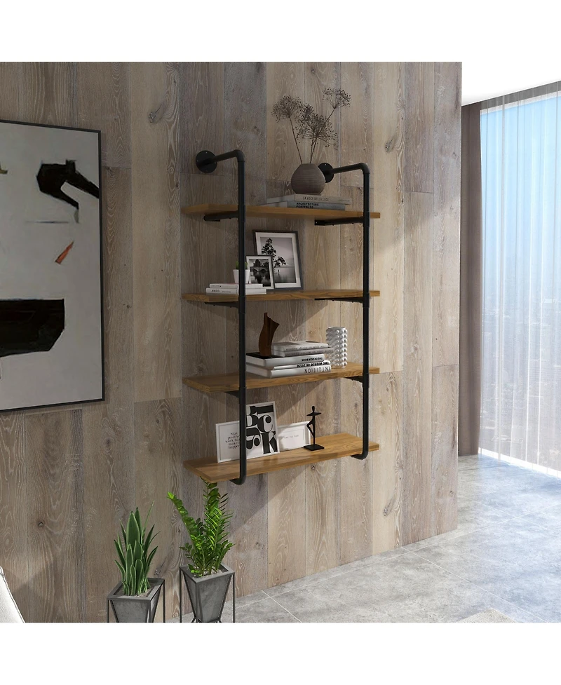 Homcom Industrial Multi-Tier Shelf Wall-Mounted Floating Shelf Utility Bookcase