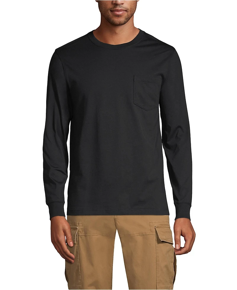 Lands' End Men's Super-t Long Sleeve T-Shirt with Pocket