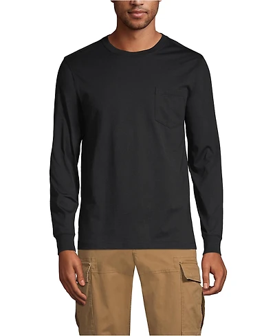 Lands' End Men's Super-t Long Sleeve T-Shirt with Pocket
