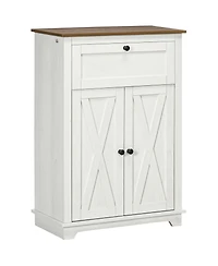Homcom Farmhouse Storage Cabinet with Drawer and Doors,