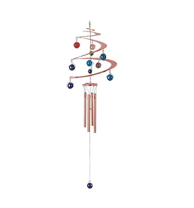27" Long Spiral Wind Chime with Copper Gem