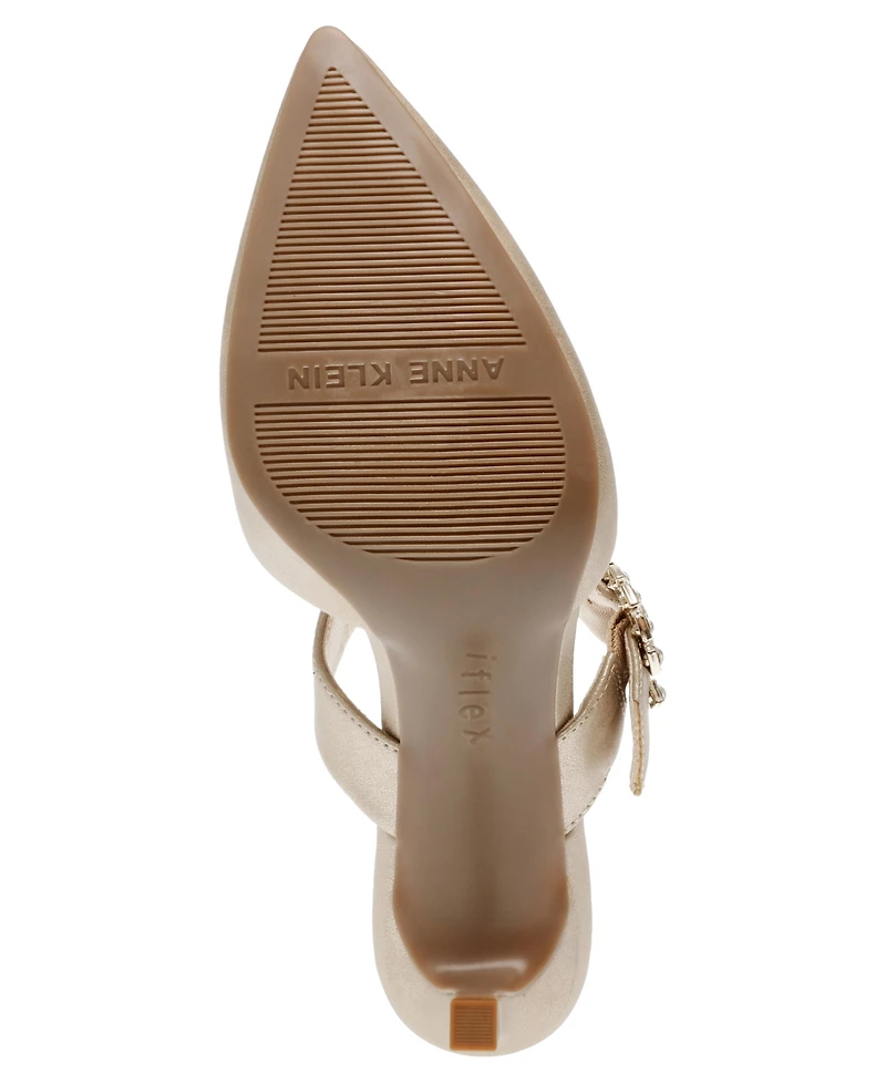 Anne Klein Women's Riri-c Imitation Pearl Buckle Mules