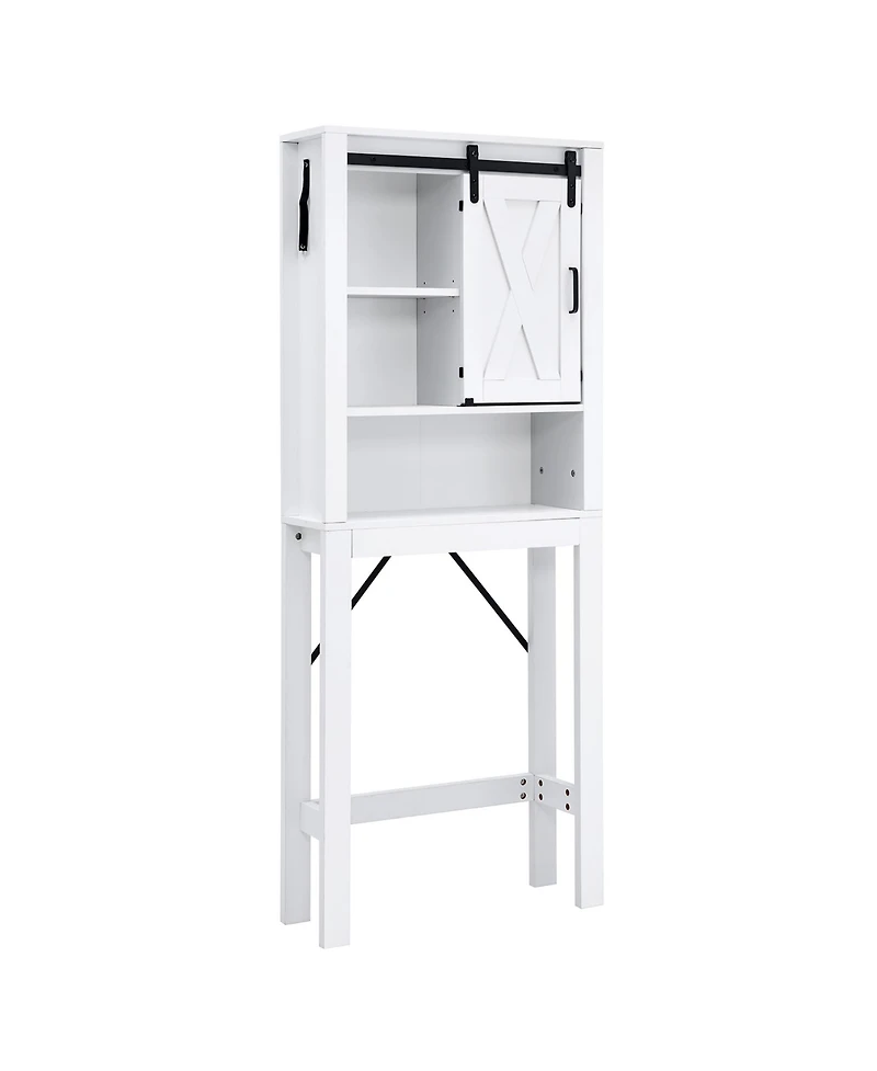 Costway Over the Toilet Bathroom Storage Cabinet with Sliding Barn Door & Adjustable Shelf
