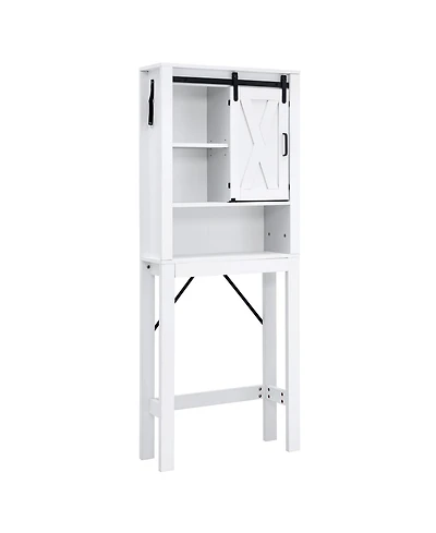 Costway Over the Toilet Bathroom Storage Cabinet with Sliding Barn Door & Adjustable Shelf