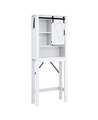 Costway Over the Toilet Bathroom Storage Cabinet with Sliding Barn Door & Adjustable Shelf