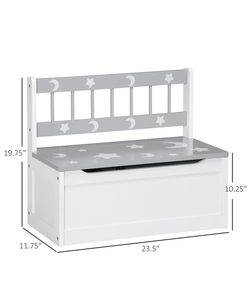 Qaba Toddler Toy Box Storage & Kids Storage Bench Seat, Large 27 L