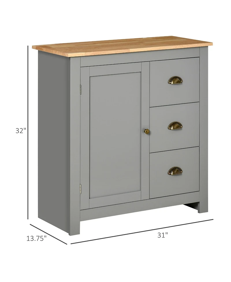 Homcom Modern Kitchen Sideboard Storage Cabinet with 3 Drawers,