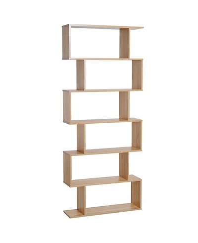 Homcom 75"H Bookcase 6 Shelf S-Shaped Bookshelf Storage Display Sd Organizer