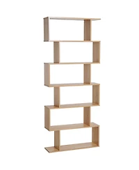Homcom 75"H Bookcase 6 Shelf S-Shaped Bookshelf Storage Display Sd Organizer