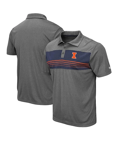 Men's Colosseum Heathered Charcoal Illinois Fighting Illini Smithers Polo Shirt