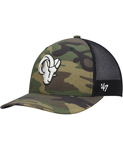 Men's '47 Brand Camo, Black Los Angeles Rams Trucker Adjustable Hat