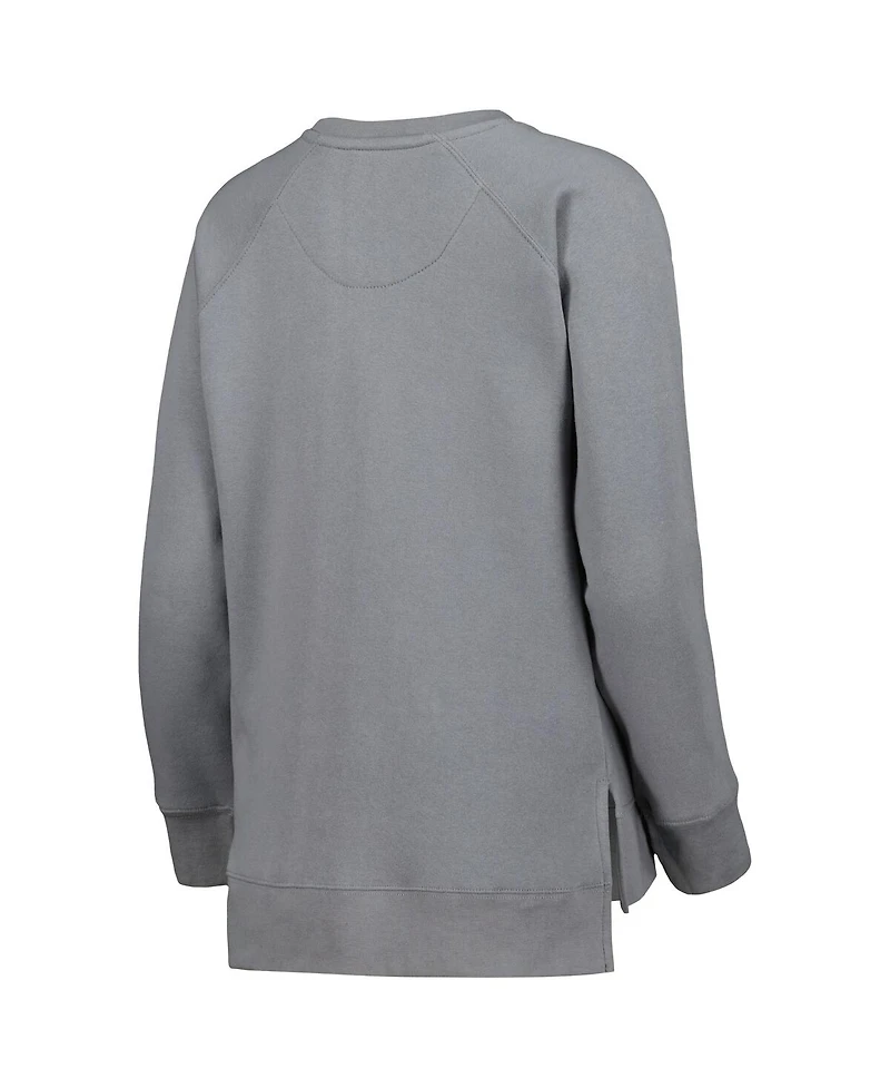 Women's Pressbox Gray Wisconsin Badgers Pinehurst Chenille Raglan Pullover Sweatshirt