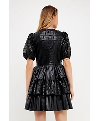 English Factory Women's Faux Leather Mini Dress