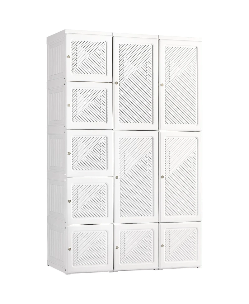 Homcom Portable Wardrobe Folding Closet with Cube Storage,